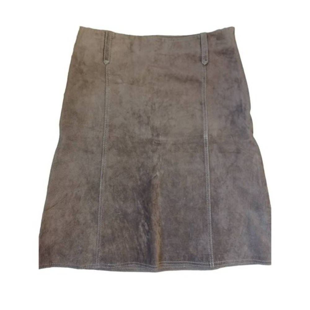 Danier suede flare skirt wide belt loops 8